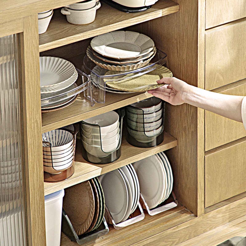 Giá Đỡ Chén Dĩa Bằng Nhựa Có Tay Cầm Tiện Lợi Dành Cho Nhà Bếp