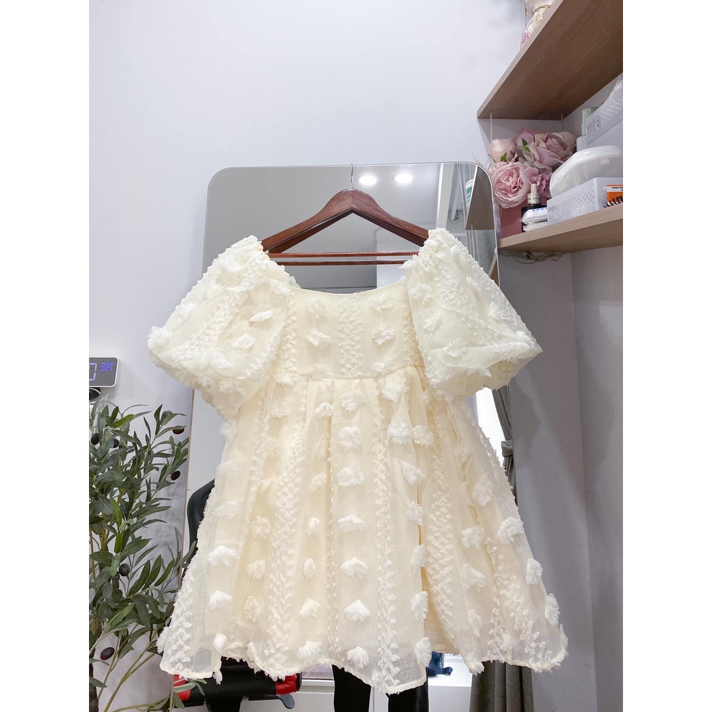 Áo Váy Babydoll Trễ Vai Đính Bông Áo Babydoll Bồng Bềnh