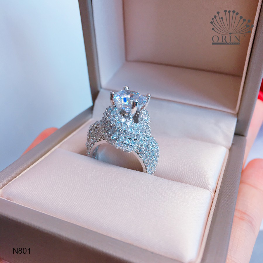 Nhẫn bạc nữ đính đá xoắn bền màu thiết kế cao cấp Orin N801