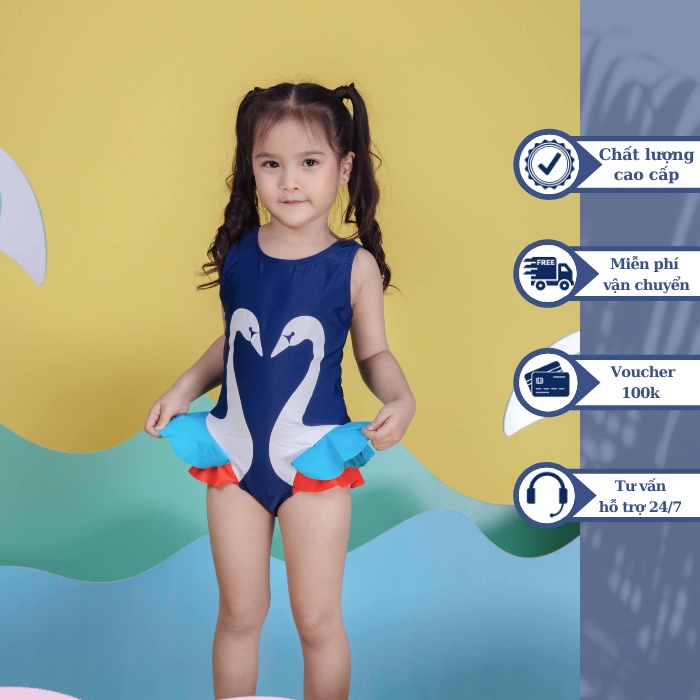 Đồ bơi áo tắm em bé BIKINI PASSPORT KID - Bé gái một mảnh váy áo 3 lỗ