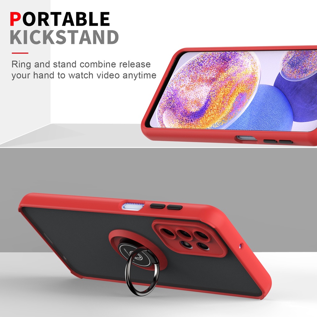 Ốp Điện Thoại Nhựa PC Cứng Viền TPU Dẻo Nhám Có Khuyên Nam Châm Chống Sốc Cho Samsung Galaxy A53 A13 A23 A33 A73 4G 5G