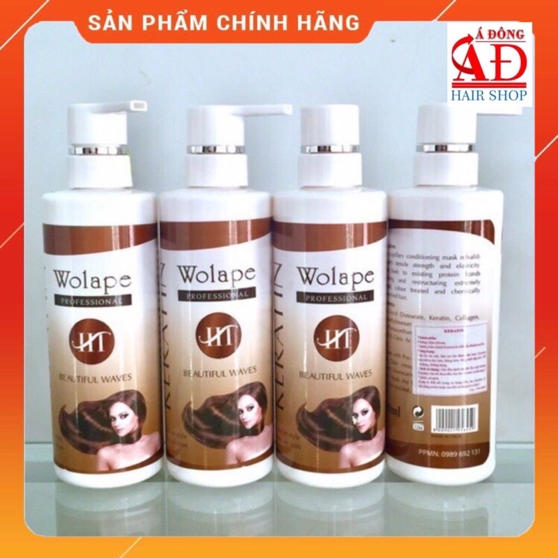 BỘ PHỤC HỒI TÓC HƯ TỔN KERATIN COLLAGEN WOLAPE HT SIÊU MƯỢT TÓC 500ML