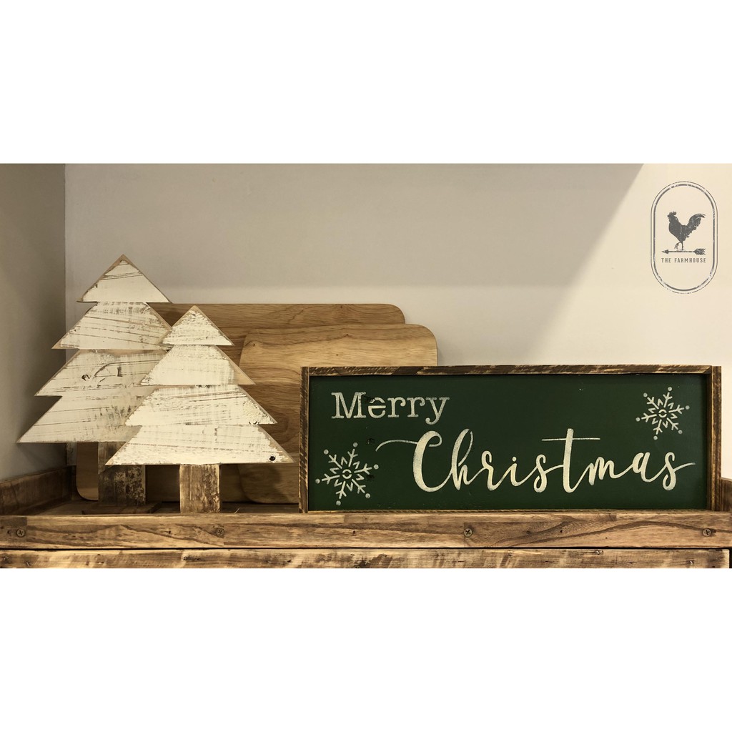 Bảng Gỗ Merry Christmas Trang Trí Giáng Sinh Phong Cách Vintage