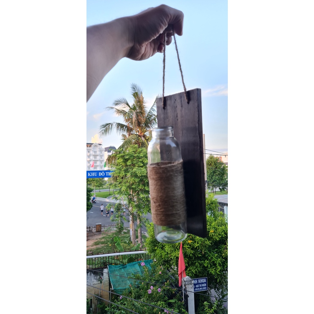 Decor, handmade bảng gỗ lọ cây hoa treo tường trang trí quán Coffee, homestay, nhà ở, ...