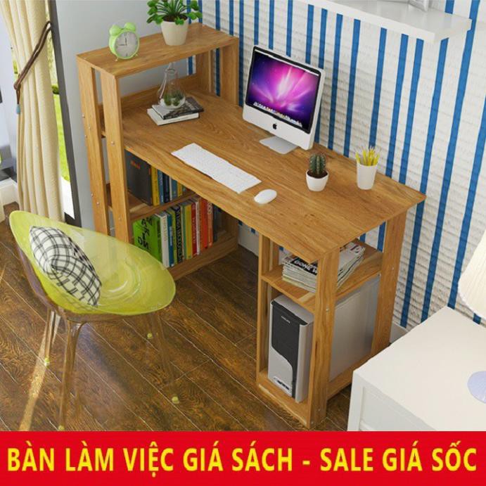 [SALE] Bàn làm việc bàn học bằng gỗ MDF, thiết kế thông minh, kèm giá sách đa năng, rất tiện dụng