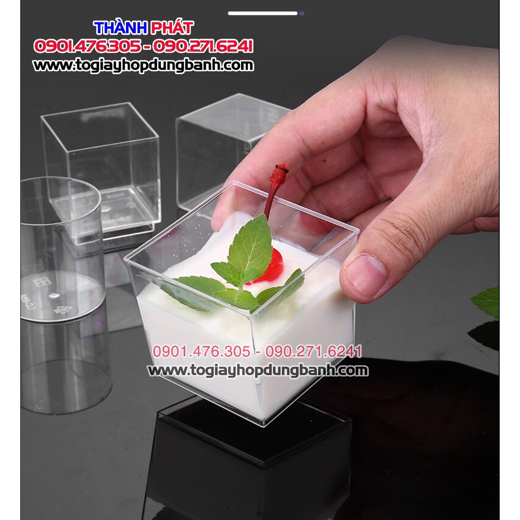 50 Ly mousse vuông LC-5550 đựng bánh mix nhiều vị- Ly đựng tiramisu - Panna cotta - yogurt trái cây -bánh lạnh