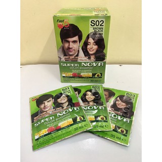 Combo 10 gói nhuộm tóc màu nâu đen super nova 30ml s02 nâu đen