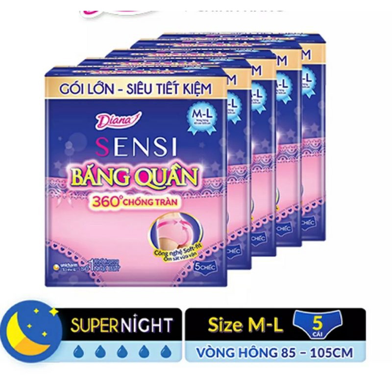 Combo 5 Gói Băng Vệ Sinh Quần Diana Ml ( 5 Miếng )