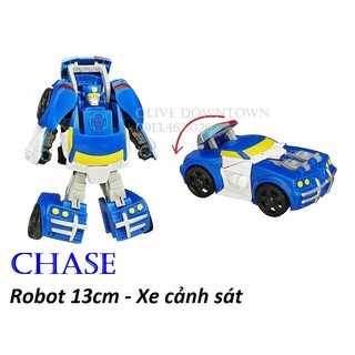 CHASE the Police-Bot - Robot 16cm lắp ráp thành xe như hình - Rescue Bot Academy