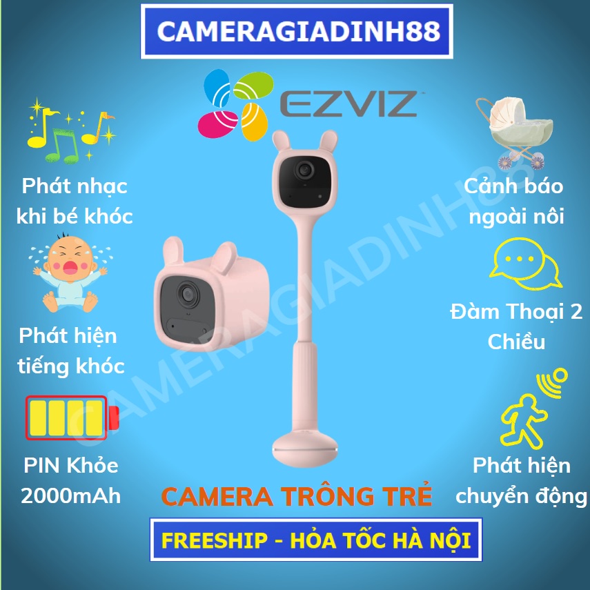 Camera WIFI Trông trẻ EZVIZ BM1 2MP FullHD 1080P, đàm thoại 2 chiều, Tự động bật nhạc khi Trẻ khóc, Camera dùng PIN