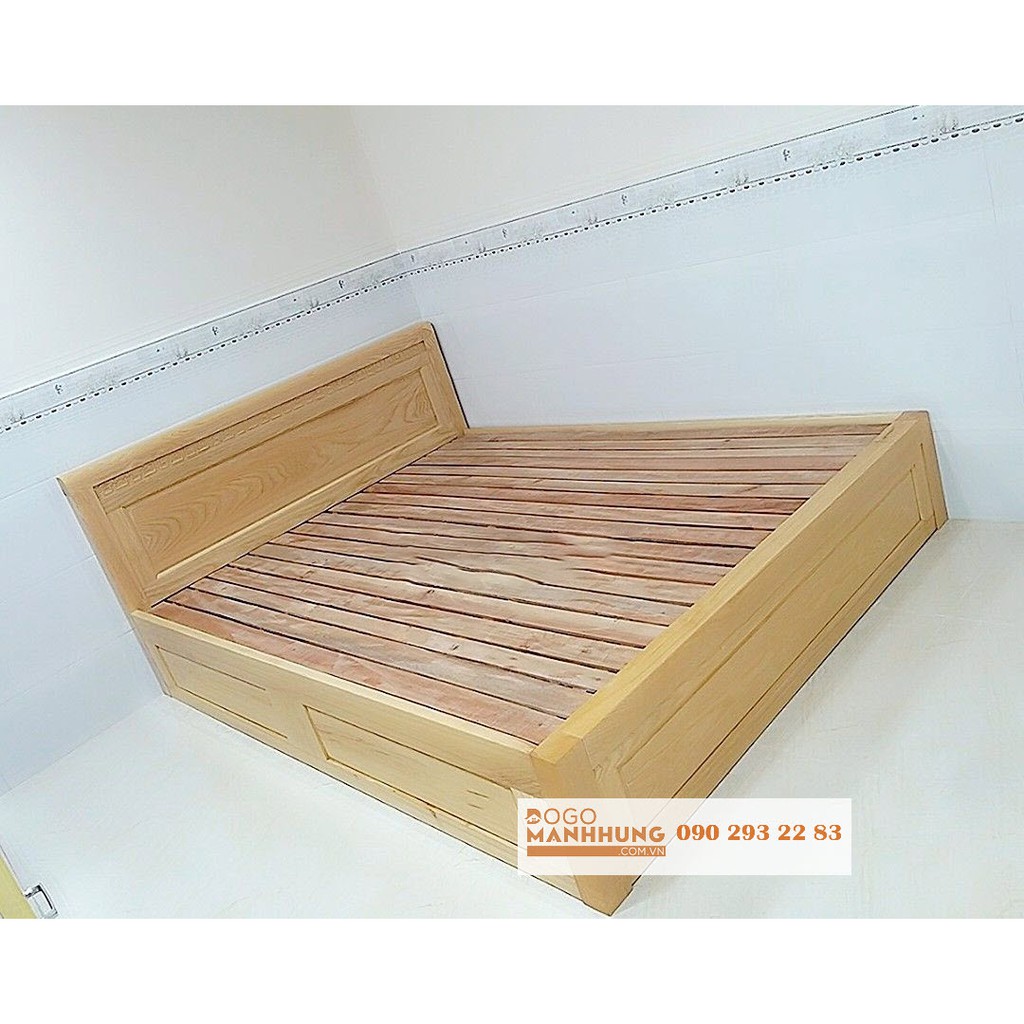 Giường ngủ gỗ kiểu hộp cao 30cm 2 kích thước 1m6x2m và 1m8x2m