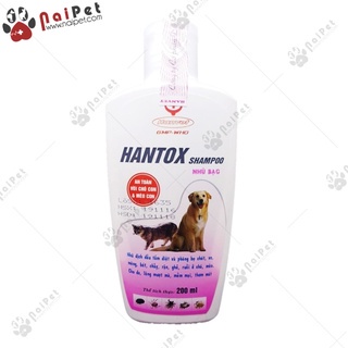 Sữa Tắm Trị Ve Rận Bọ Chét Chó Mèo Hantox Shampoo Hanvet Vàng Xanh Hồng 200ml