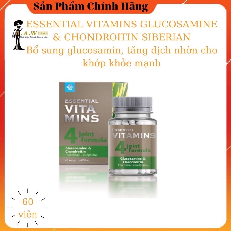 [ GIÁ TỐT ]- Essential Vitamins Glucosamine &amp; Chondroitin siberian, bổ sung glucosamin,tăng dịch nhờn cho khớp khỏe mạnh