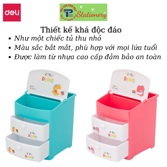 Khay cắm bút học sinh Deli hình cái tủ- Hồng/Xanh-1 chiếc - E9136