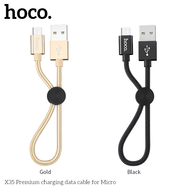 Dây sạc android Hoco X35 Micro 2.4A truyền dữ liệu, bọc dù bền chắc dài 25 cm cho samsung, oppo, realme, sạc dự phòng