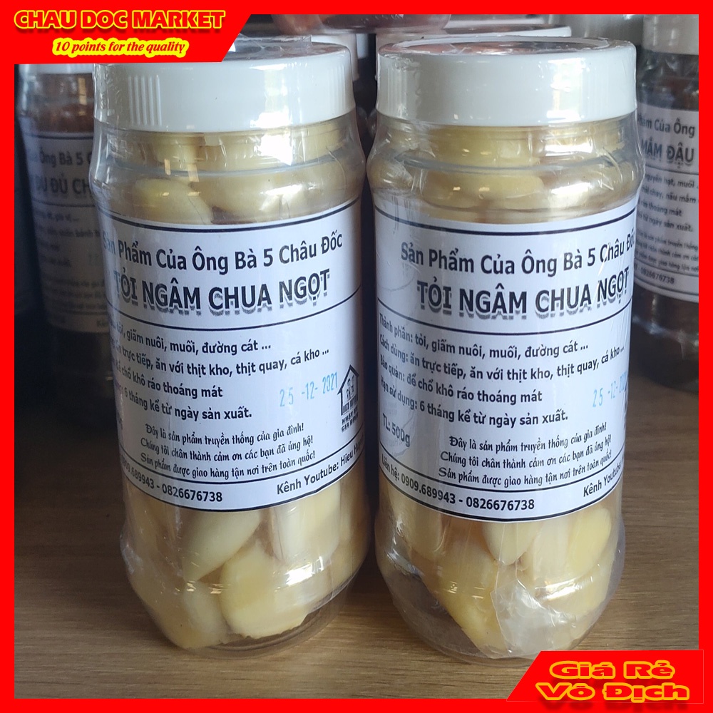 CỦ TỎI NGÂM CHUA NGỌT HỦ  GIÒN NGON HIỆU ÔNG BÀ 5 CHÂU ĐỐC.