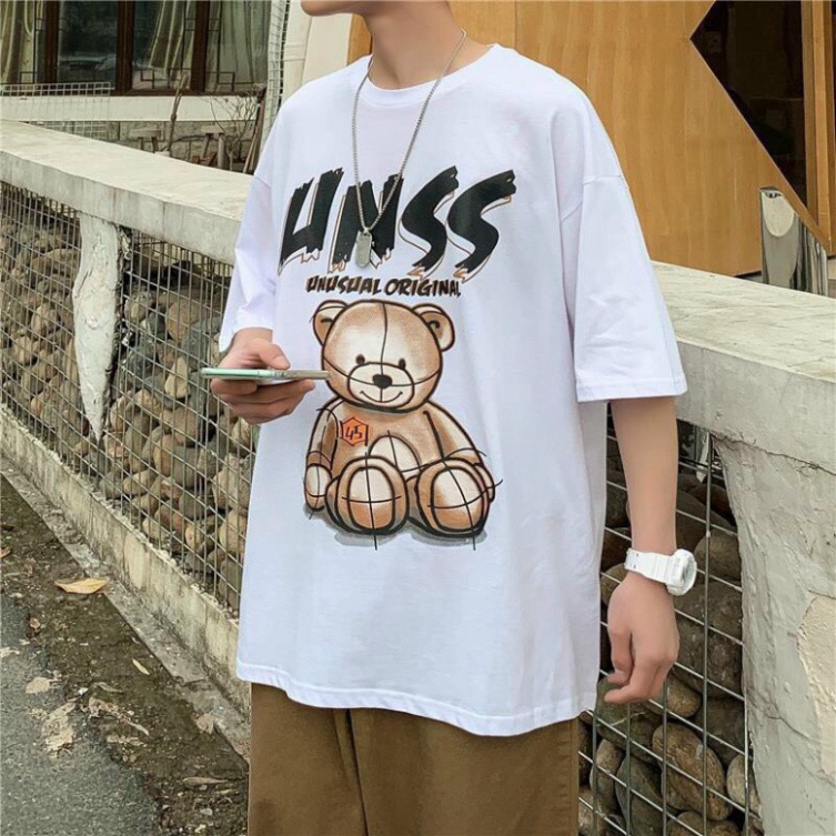Áo Thun Tay Lỡ Unisex ATIN79  hình GẤU UNESS phông form rộng Unisex nam nữ phong cách Ulzzang