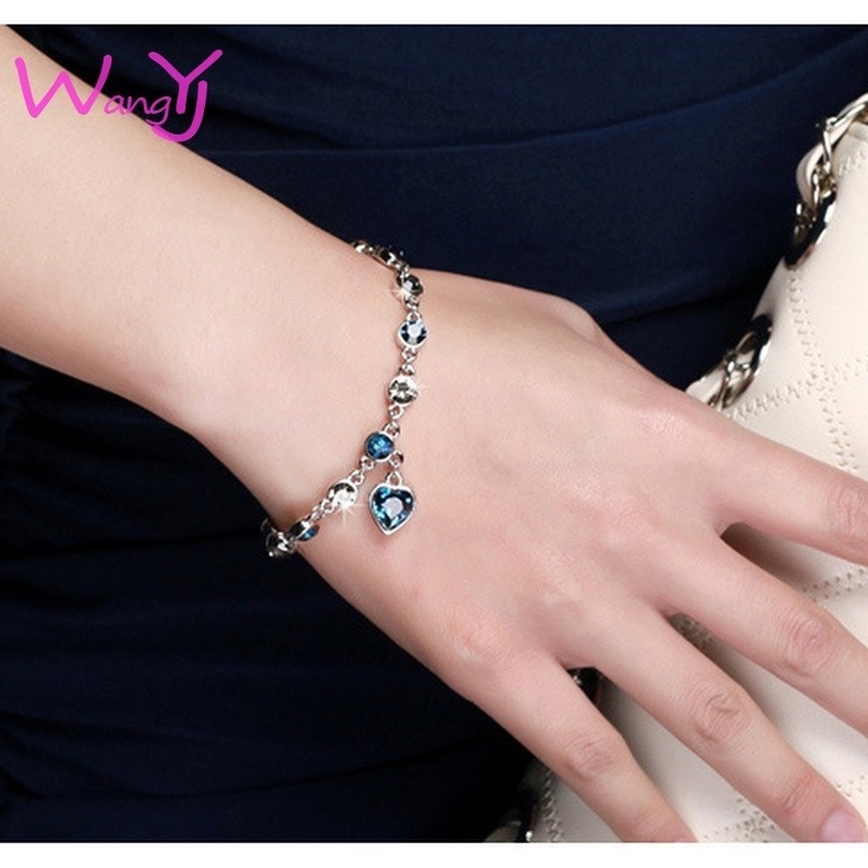 Vòng Đeo Tay Mặt Trái Tim Đại Dương Đính Đá Thời Trang