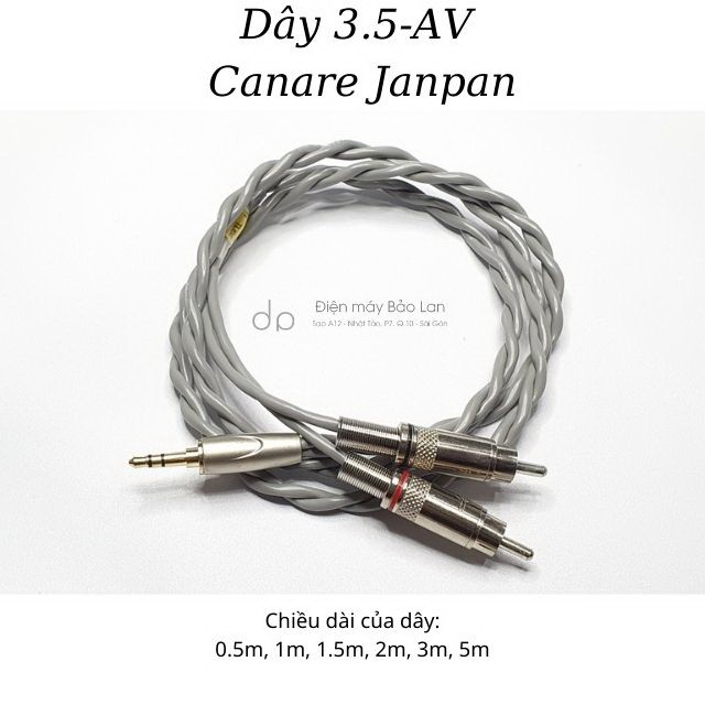 Dây 3.5 Ra 2 Av Hàng Bãi Canare, Made In Japan, Màu Xám, Sử Dụng Cho Âm Thanh Chuyên Nghiệp, Bảo Hành 6 Tháng