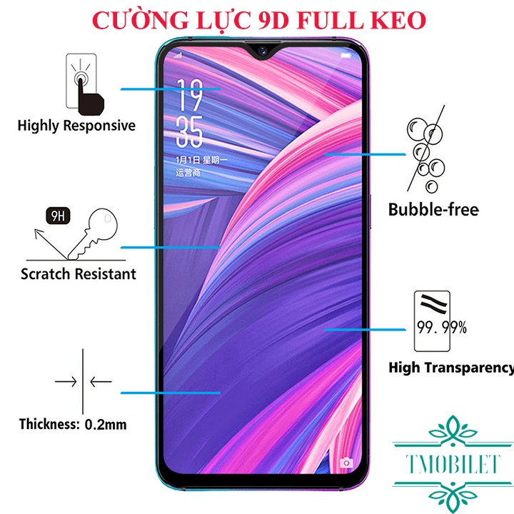 Kính Cường Lực OPPO 9D Full Màn A3s A5s A7 F9 F11 F11 Pro K3 A5 A9 2020 A11 A12 A31 A52 A91 A92 Reno2 2F 2Z Reno3 Reno4