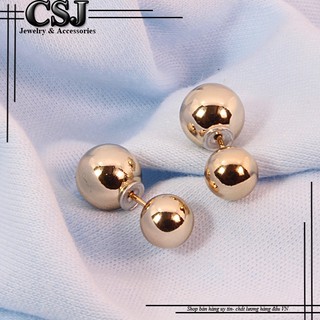 Bông tai inox nữ hiệu Dior màu vàng đồng