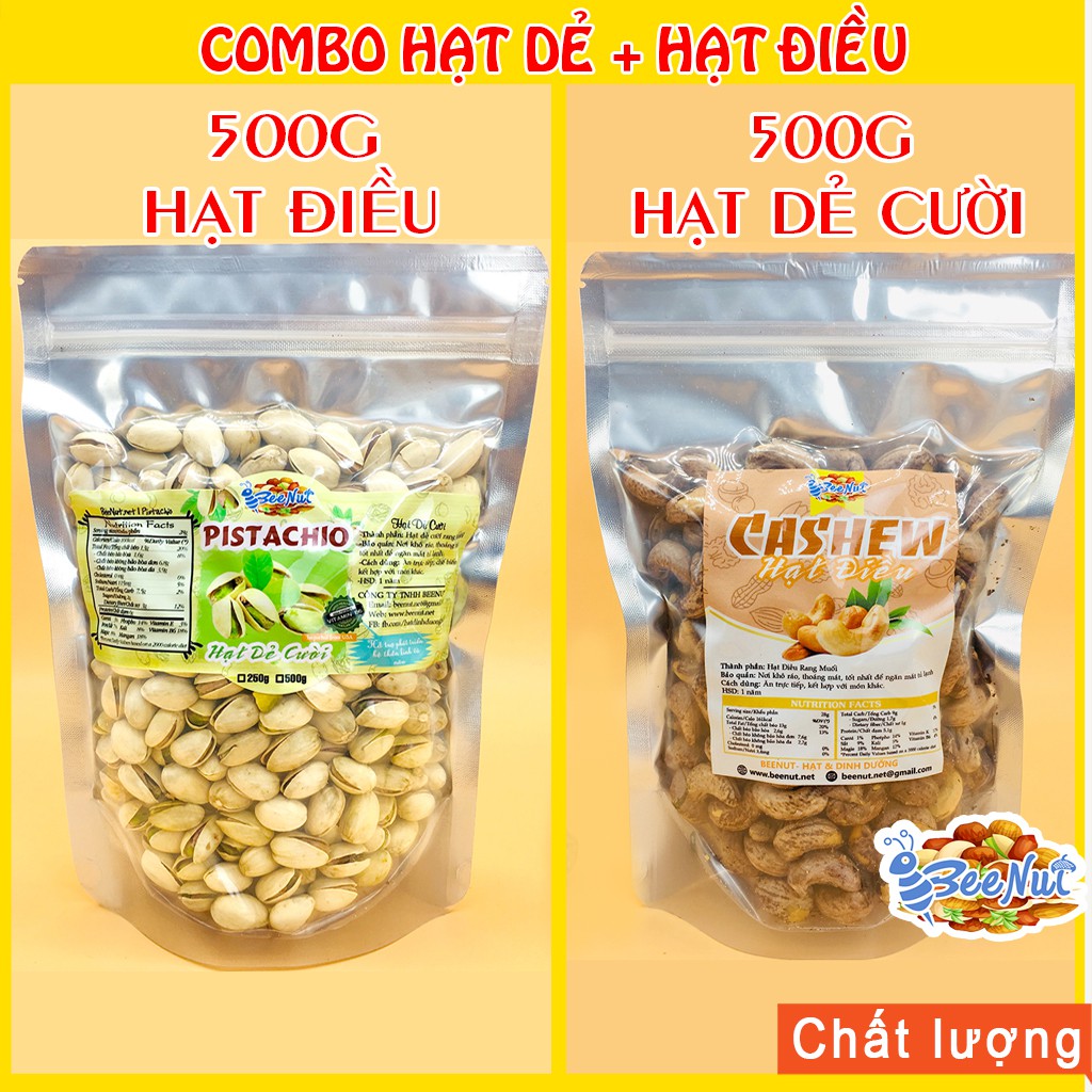 [Mã GROSALE2703 giảm 8% đơn 250K] (Combo) 500g Hạt Dẻ Cười + 500g Hạt Điều Rang Muối - Tiết Kiệm Hơn