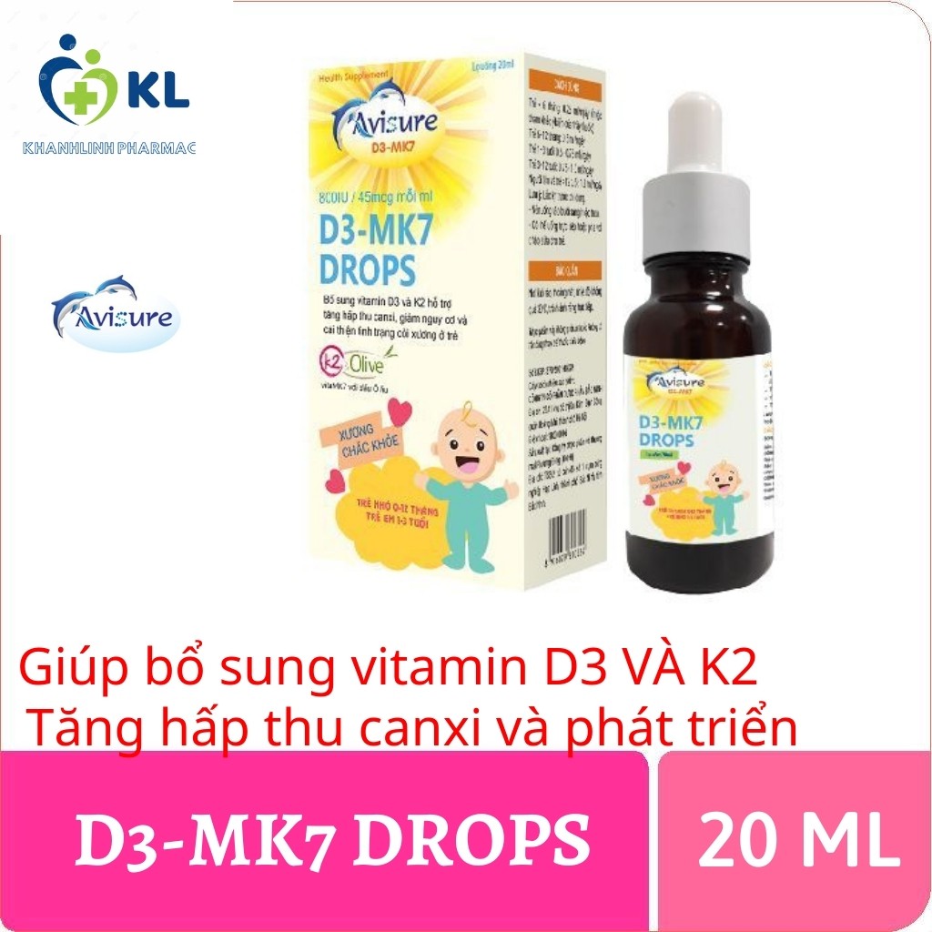 Avisure D3 - Mk7 Drops - Bổ Sung Vitamin D3 K2 , Giúp Tăng Cường Hấp Thu  Canxi (Lọ 20Ml) | Shopee Việt Nam