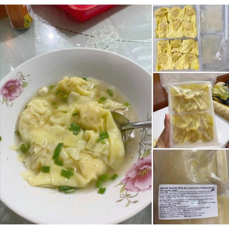 HOÀNH THÁNH TÔM HẢI SẢN kèm 2 gói súp gà.