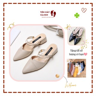 Giày sục nữ mũi nhọn phong cách ulzzang ĐẾ CAO 3cm quai ngang mũi nhọn nữ tính dịu dàng
