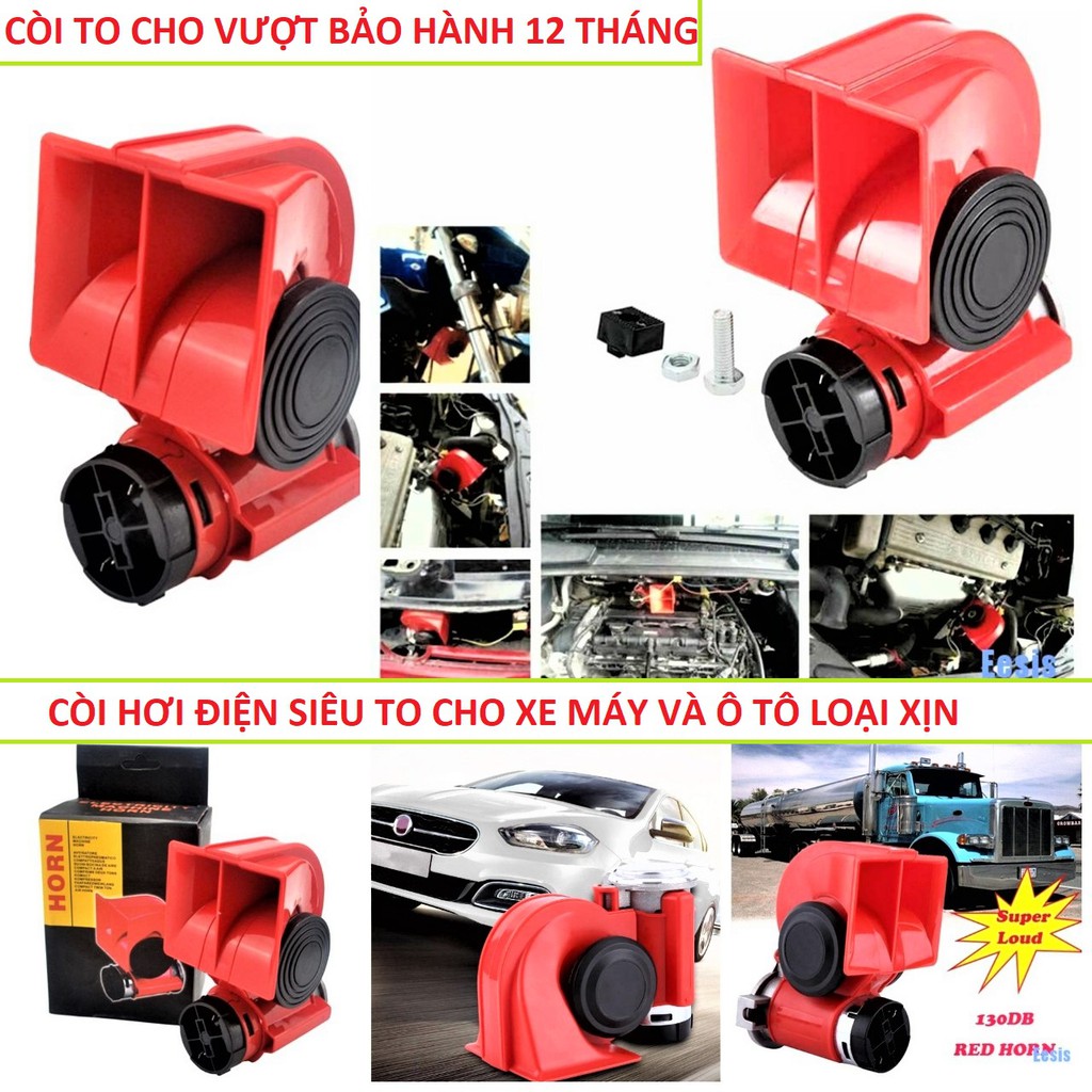 CÒI HƠI XE MÁY Ô TÔ 12V-24V KÊU TO RÕ 2 TÔNG ÂM CỰC CHẤT LOẠI XỊN LẮP NHƯ ZIN