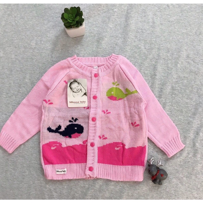 Áo len dài tay cá heo sơ sinh mommababy mềm đẹp chính hãng