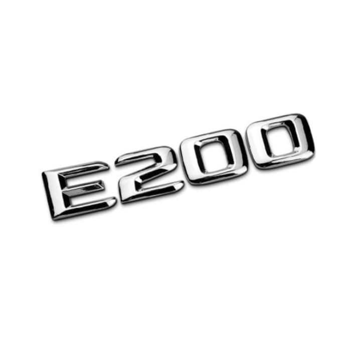 Decal tem chữ Inox dán đuôi xe ô tô Mercedess E200 và E300