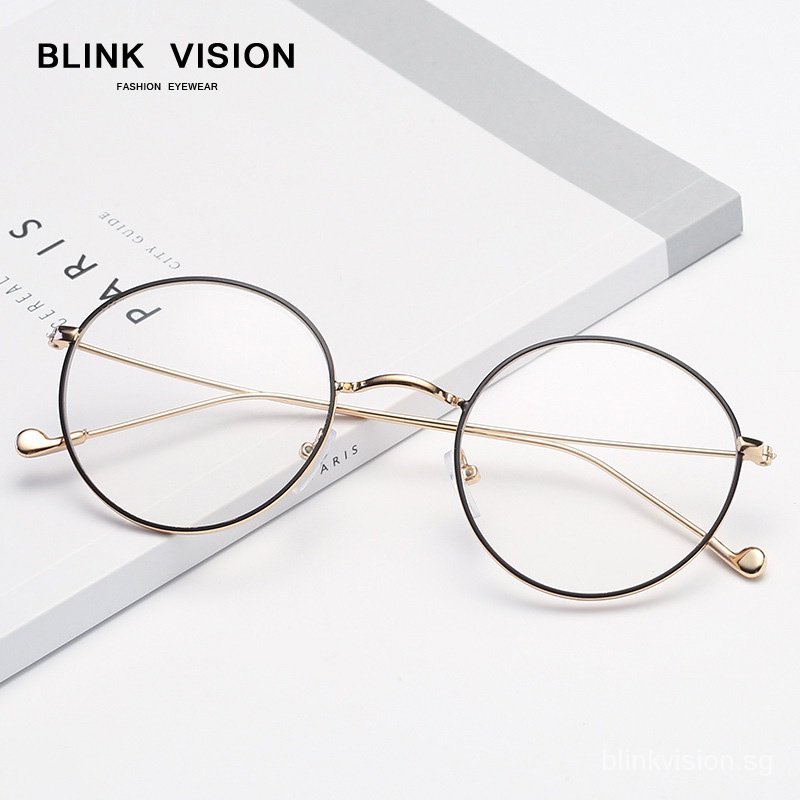 0 ~ -4.00 Kính Cận Thị Siêu Nhẹ Xong Cận Thị Học Sinh Tròn Retro Gọng Phong Cách Hàn Quốc Nam Nữ Kính Mắt Unisex