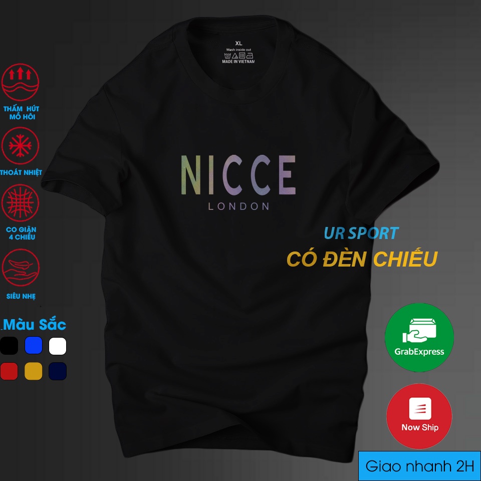 Áo phông nam tay ngắn cổ tròn chất thun cotton co giãn 4 chiều Nice phản quang 7 màu | ur sport