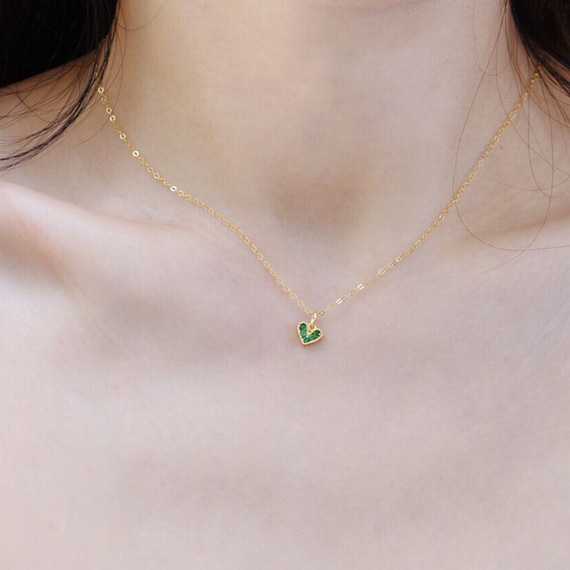 Vòng cổ trái tim phong cách cổ điển, Vòng cổ bằng bạc ngọc lục bảo Sterling, Lucky Vintage