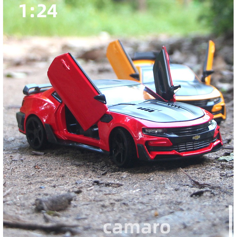 Đồ chơi trẻ em mô hình xe ô tô kim loại cỡ lớn Chevrolet camaro 1:24 có bánh trước bẻ lái được