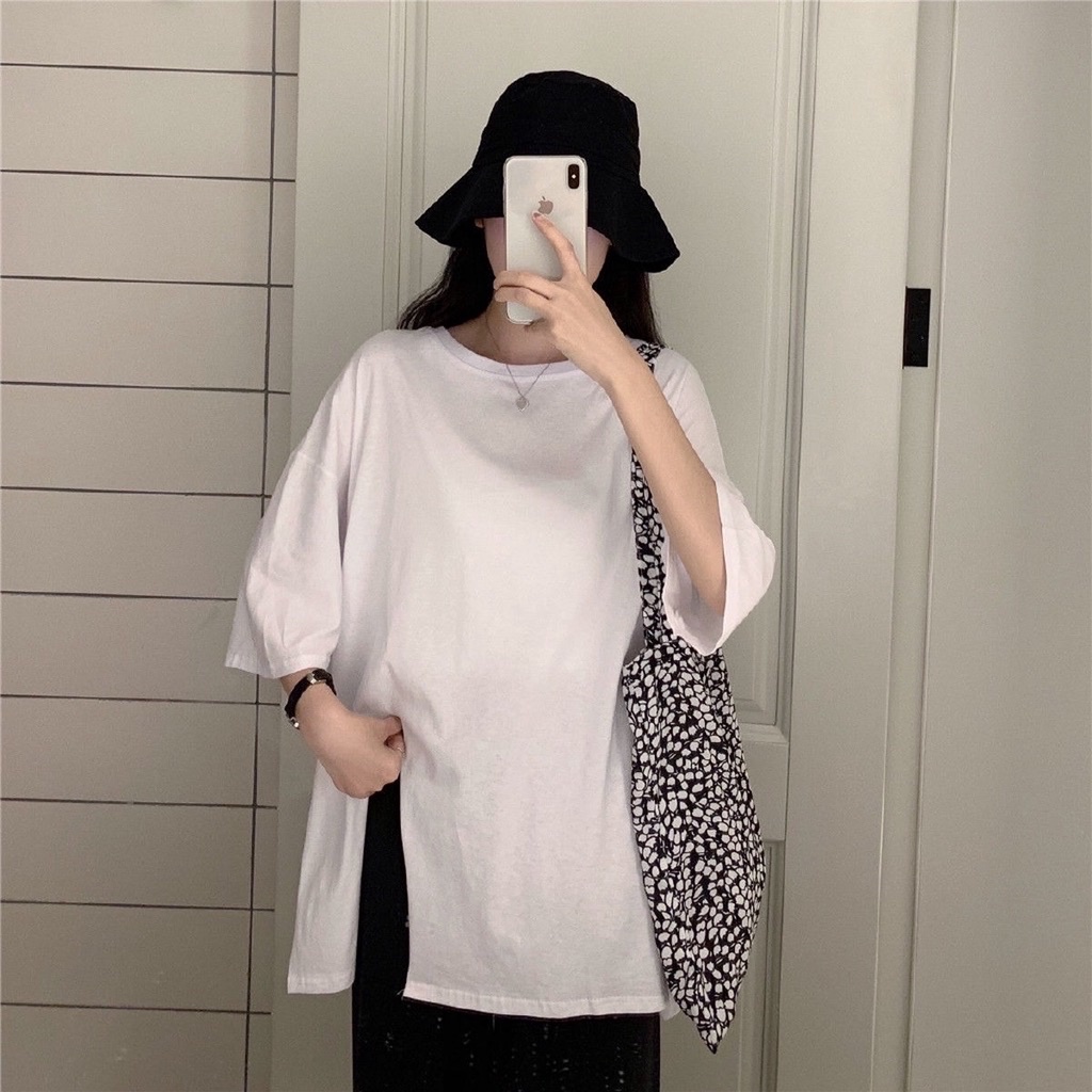 Áo thun form rộng xẻ tà, áo thun nam nữ tay lỡ, áo thun tay lỡ vải đẹp hàng chuẩn