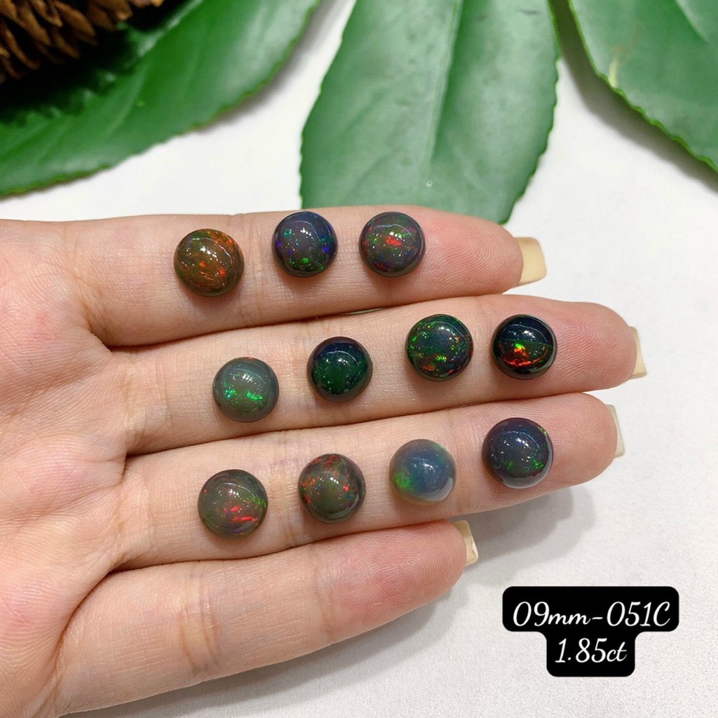 Mặt Đá Opal Tròn Xanh Đen 4A Vừa Cập Bến Size 4-10mm