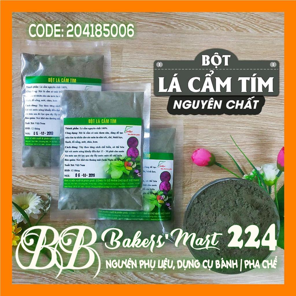 Bột LÁ CẨM tạo màu TÍM tự nhiên - 1 Gói 50gr