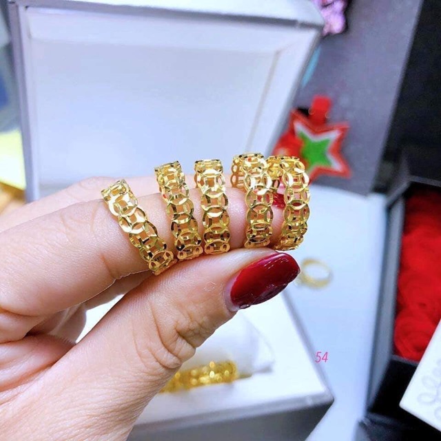 Nhẫn kim tiền vàng đồng non dát vàng 18k