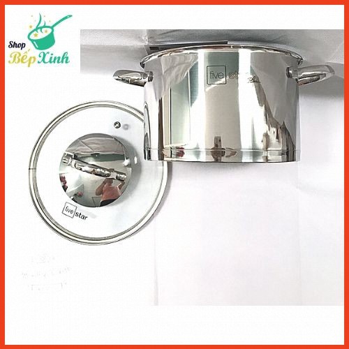 Nồi inox 304 Fivestar 3 đáy quai oval 16cm/20cm nắp kính [ BẢO HÀNH 5 NĂM]