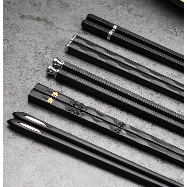 Bộ 5 đôi đũa đen sang trọng nhiều hoa văn T13