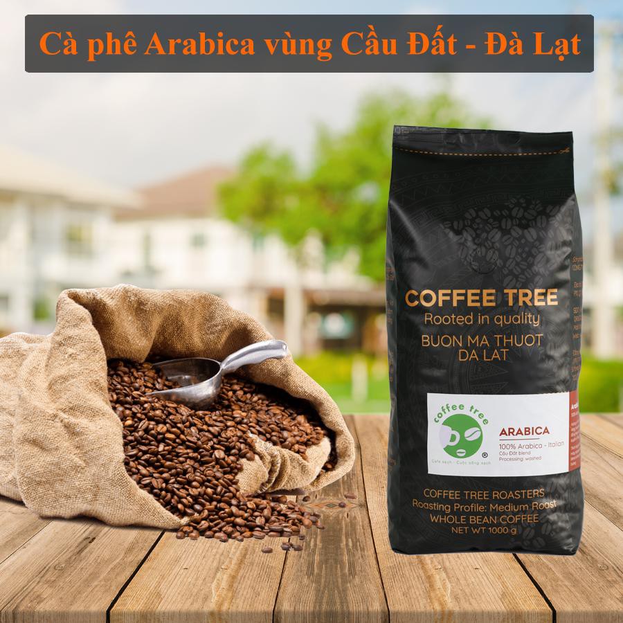 Cà phê hạt Arabica Cầu Đất nguyên chất 100% Coffee Tree 1kg thơm nồng, vị nhẹ, gu tây