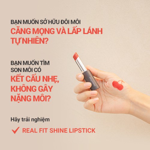 [Mã COSIF05 giảm 10% đơn 400K] Son môi ẩm mượt innisfree Real Fit Shine Lipstick 3.3g