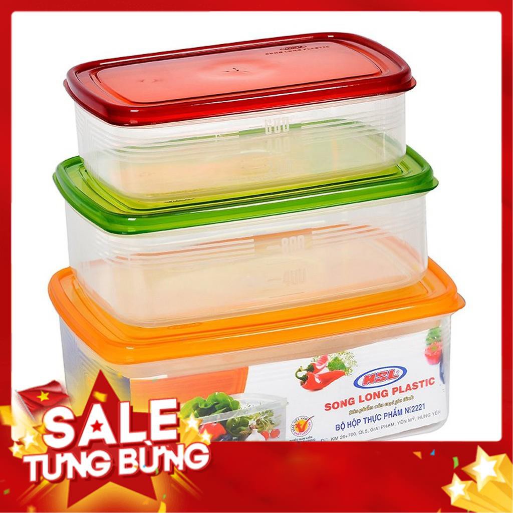 Bộ 3 Hộp nhựa pp Đựng Thực Phẩm Song Long 2221