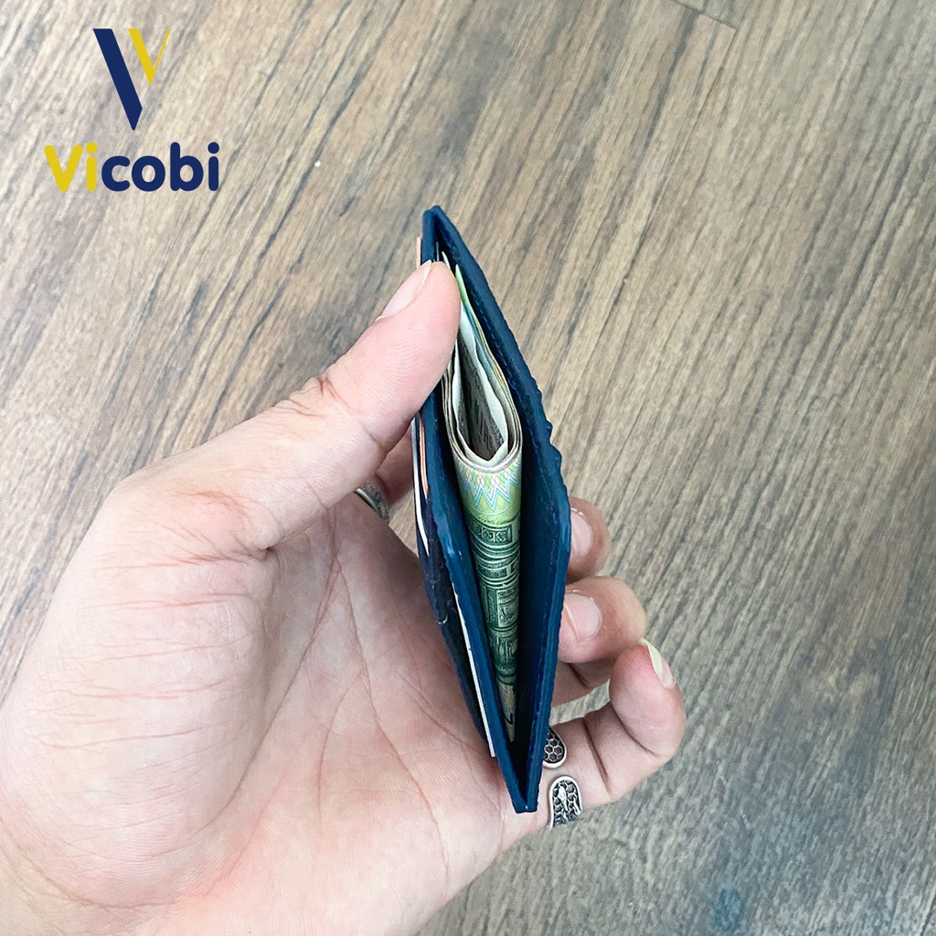 Ví mini Card Holder Da Bò Vicobi M4, Ví đựng thẻ ATM, GPLX cà vẹt bằng lái xe mới, Made in VietNam