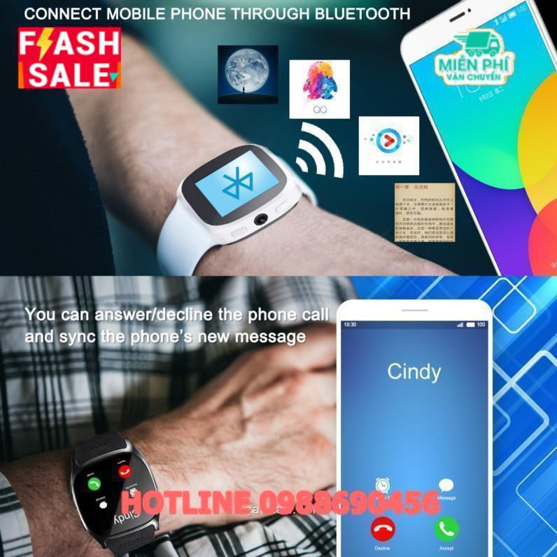 gmvn34%&amp; Đồng Hồ Thông Minh T8 Kết Nối Bluetooth Hỗ Trợ Thẻ Sim Và Thẻ Nhớ Tf