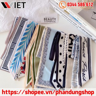 Dây buộc tóc dạng khăn lụa kiểu pháp thời trang đẹp đa chức năng cho nữ