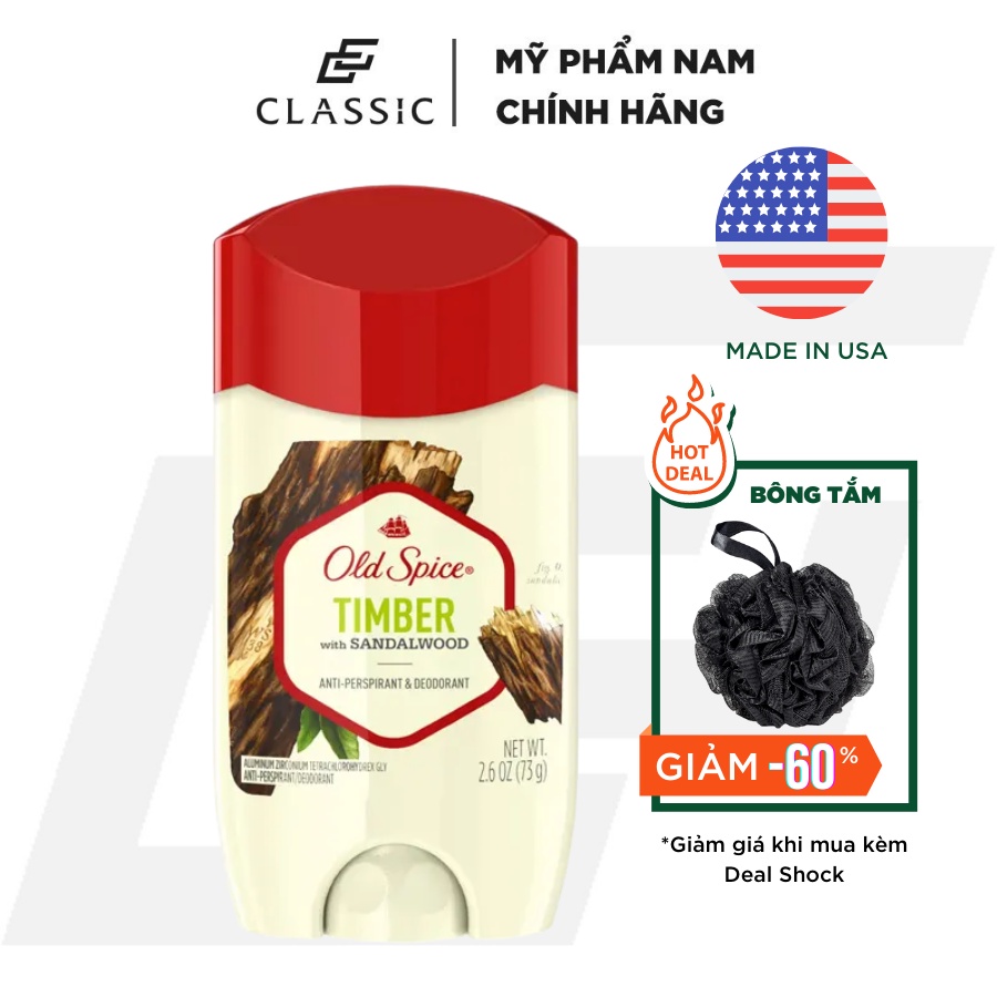 Lăn Khử Mùi Old Spice Timber 73g - Chính Hãng USA