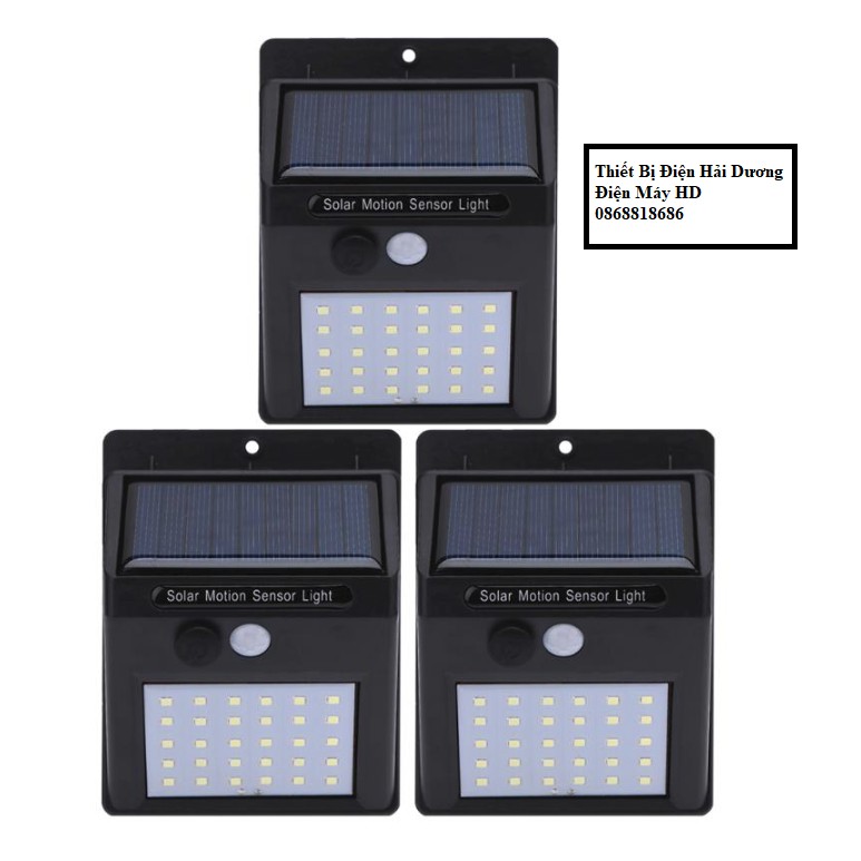 Bộ 3 Đèn led cảm biến hồng ngoại năng lượng mặt trời (20-30 mắt led) - cảm biến 3 chế độ - Energy Green Lighting